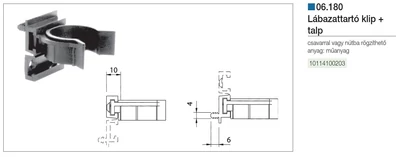 MŰANYAG SZEKRÉNYLÁB 06.180 LÁBAZATRÖGZÍTŐ KLIP - FEKETE