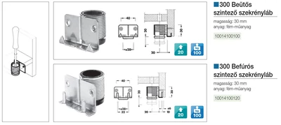 Forest FÉM SZINTEZŐ LÁB 300/H-30 BEÜTŐS 30 mm HORGANYZOTT - 10014100100