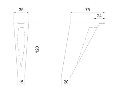 MŰANYAG DESIGN LÁB ART737 H=120mm FEKETE