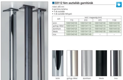Forest ASZTALLÁB 33112 870mm átm:60mm GYÖNGY NIKKEL - 10001542110