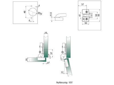 BÚTORPÁNT HOME BOX HB-203 BLACK CSILLAPÍTOTT FÉLIG RÁÜTŐDŐ PÁNT +EXC.ALÁTÉT+CSAVAR FEKETE NIKKEL