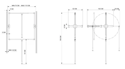 GARDRÓBLIFT 700/N 750-1150 mm, 15kg FEKETE-KRÓM