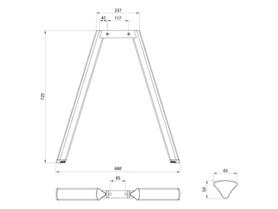 IRODAI ASZTALLÁB HOME BOX ALFA 1 PÁR 680x725mm MATT FEHÉR