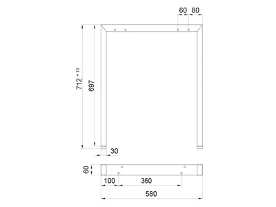IRODAI ASZTALLÁB HOME BOX URBAN 1 PÁR 580x712mm MATT FEKETE