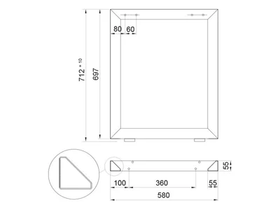 IRODAI ASZTALLÁB HOME BOX OPTIMO BLADE 580x710mm 1 PÁR MATT FEKETE