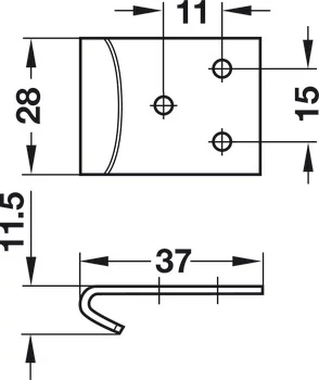 380.65.900 Häfele Ládazár /55mm-hez/ ellendarab 13x28x1,5mm