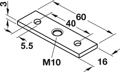 651.14.900 Häfele Csavarozható Lemezek M8 Hossz 60mm Szélesség 17 mm