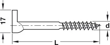 057.05.905 Häfele Kampós PZ Csavar Menetes Szárral 5,2x50mm