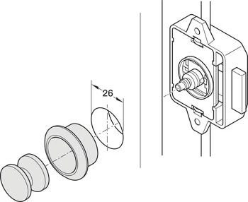 229.03.420 Häfele Műanyag Rozetta Push-Lock Zárakhoz 19mm Ajtóvastagsághoz Matt Krómozott