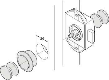 229.03.420 Häfele Műanyag Rozetta Push-Lock Zárakhoz 19mm Ajtóvastagsághoz Matt Krómozott