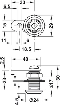 235.88.730 Häfele Symo 3000 Lemezszekrény zárház "B"  AV=30mm