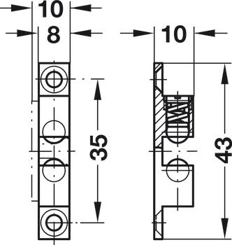 244.20.014 Häfele Állítható Erősséggű Golyós Csappantyú 43mm Réz