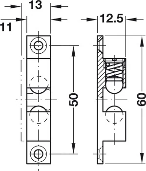 244.20.016 Häfele Állítható Erősséggű Golyós Csappantyú 60mm Réz