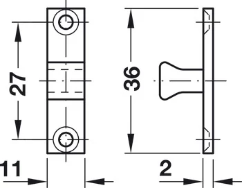 244.20.016 Häfele Állítható Erősséggű Golyós Csappantyú 60mm Réz