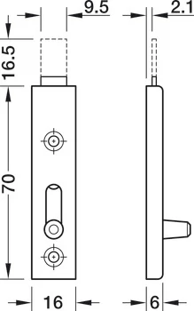 251.01.117 Häfele Bútorajtó Tolózár 70mm Egyenes Króm