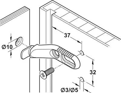 260.14.701 Häfele Hátfal Rögzítő Adapter 44mm nikkel Variant Csavaros