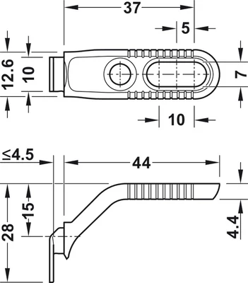260.14.701 Häfele Hátfal Rögzítő Adapter 44mm nikkel Variant Csavaros
