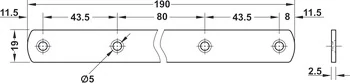 260.22.950 Häfele Összekötő Lemez 4 Furattal Hossz 190mm