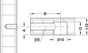 262.26.034 Häfele  Összehúzóház Minifix 15 Takarószegély Nélkül 18mm Favastagságtól Nyers