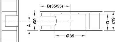 262.87.003 Häfele Matrix Összehúzóház 35 Imbuszkulcs SW6 19 mm Favastagságtól 