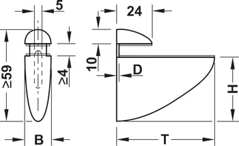 284.00.904 Häfele Design Befogópolctartók Fához és Üveghez Polcvastagság 4-40mm Alumínium