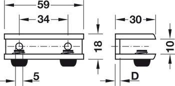 284.02.043 Häfele Design Befogópolctartó Fához és Üveghez Polcvastagság 8-10mm Rozsdamentes Acél