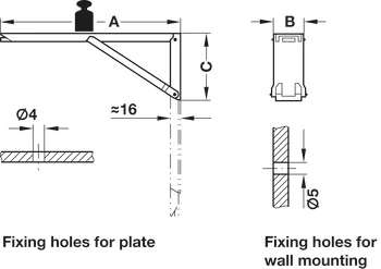 287.41.915 Häfele Acél Lehajtható Konzolok Rögzítéssel és Rugós Támasszal Teherbírás 40kg/pár 380mm Cink