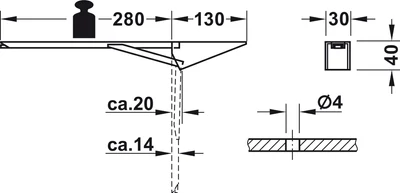 287.41.951 Häfele Konzol Lehajtható Rugós Rögzítéssel 280mm Cink