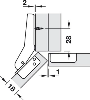 316.34.501 Häfele Kivetőpánt Metallamat A/SM 92°, 45°-os Sarokalkalmazáshoz 
