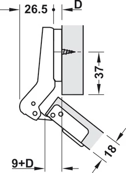 316.34.501 Häfele Kivetőpánt Metallamat A/SM 92°, 45°-os Sarokalkalmazáshoz 