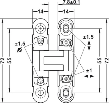 341.24.315 Häfele Mini Tectus Állítható Rejtett Pánt 14x72mm Fekete
