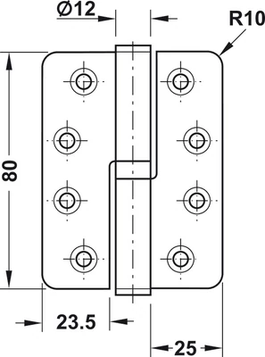 926.20.403 Ajtópánt rozsdamentes matt 80x62mm jobbos