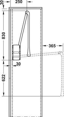 805.20.056 Häfele Ruhalift Oldalfalra Szerelhető 770-1200mm Között Állítható  10kg-os Fekete