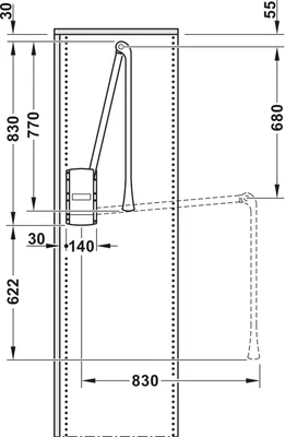 805.20.056 Häfele Ruhalift Oldalfalra Szerelhető 770-1200mm Között Állítható  10kg-os Fekete