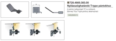 NYITÁSSZÖGHATÁROLÓ TITUS T-TYPE 110-80°-OS PÁNTOKHOZ SZÜRKE