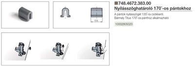 NYITÁSSZÖGHATÁROLÓ TITUS B-;S-; ÉS T-TYPE 170-135°-OS PÁNTOKHOZ SZÜRKE