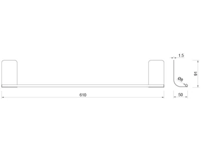 FÜRDŐSZOBAI KIEGÉSZÍTŐ ÖNTAPADÓS TÖRÖLKÖZŐ TARTÓ NAGY 610x91x50 MM SZÁLCSISZOLT