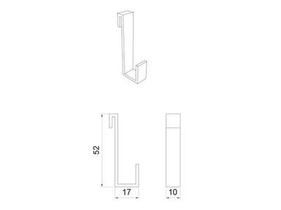 KÜLSŐ FÉMRÁCS "PRATIKA" SZIMPLA AKASZTÓ 10x52x17MM FEKETE