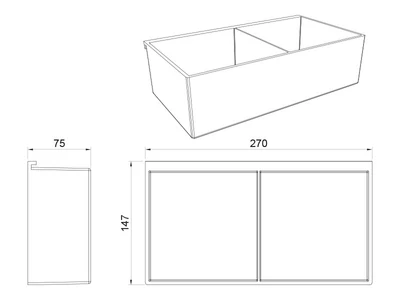 KÜLSŐ FÉMRÁCS "PRATIKA" 2 RÉSZES TÁROLÓ, LAPOS NAGY 270x75x147MM FEKETE