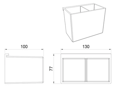 KÜLSŐ FÉMRÁCS "PRATIKA" 2 RÉSZES TÁROLÓ, MÉLY KICSI 130x100x75MM FEKETE