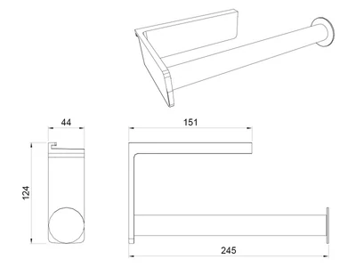 KÜLSŐ FÉMRÁCS "PRATIKA" PAPÍRTÖRLŐ TARTÓ 245x45x121MM FEKETE