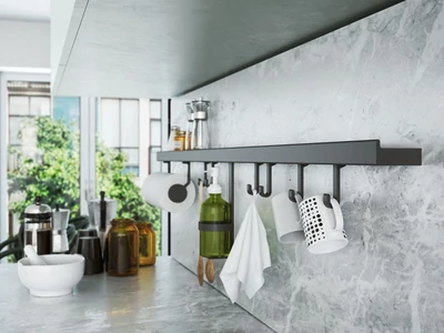 KÜLSŐ FÉMRÁCS "HORIZON" FALIPOLC 3 DB AKASZTÓVAL 900x30x60MM FEKETE