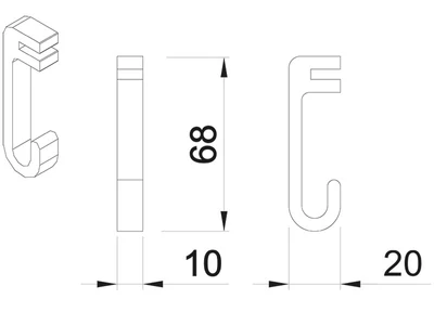 KÜLSŐ FÉMRÁCS "HORIZON" FALIPOLC 3 DB AKASZTÓVAL 900x30x60MM FEKETE