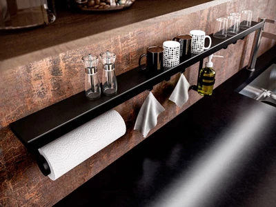 KÜLSŐ FÉMRÁCS "HORIZON BIG" FALIPOLC AKASZTÓ NÉLKÜL 900x30x100MM FEKETE