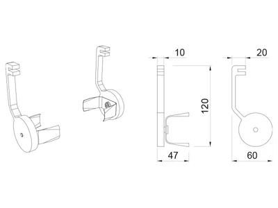 KÜLSŐ FÉMRÁCS "HORIZON" / "HORIZON BIG" 1 PÁR PAPÍRTÖRLŐ TARTÓ 70x120x60MM FEKETE