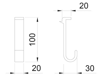 KÜLSŐ FÉMRÁCS "HORIZON BIG" 3 DB AKASZTÓ 20x100x30MM FEKETE