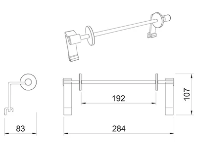 KÜLSŐ FÉMRÁCS "HANG" FÜGGESZTETT KERET (POLC, TÖRLŐTARTÓ, 3 DB AKASZTÓ) 600x420x50MM FEKETE