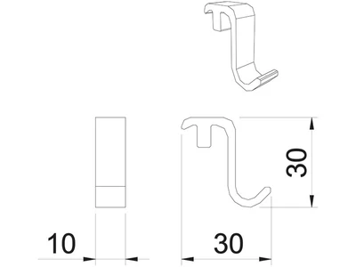 KÜLSŐ FÉMRÁCS "HANG" 3 DB AKASZTÓ 10x30x30MM FEKETE