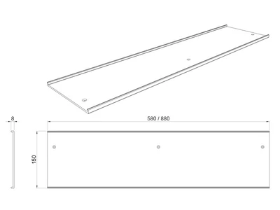 KÜLSŐ FÉMRÁCS "UP" FÜGGESZTETT KERET (POLC, TÖRLŐTARTÓ, 3 DB AKASZTÓ) 900x400x85MM FEKETE