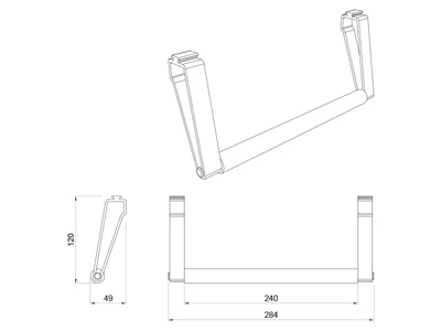 KÜLSŐ FÉMRÁCS "UP" FÜGGESZTETT KERET (POLC, TÖRLŐTARTÓ, 3 DB AKASZTÓ) 900x400x85MM FEKETE